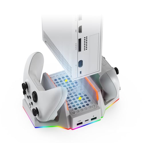 Suporte Cooler 2 Ventoinhas Led Carregador + 2 Baterias Compatível com Xbox Series S