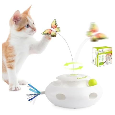 ALL FOR PAWS Motion Activated Cat Toys for Indoor Cats, Rechargeable 3-in-1 Interactive Fluttering Butterfly, Automatic Whack a Mole Kitten Toy, Track Balls Kitten Toy for All Breeds Cover