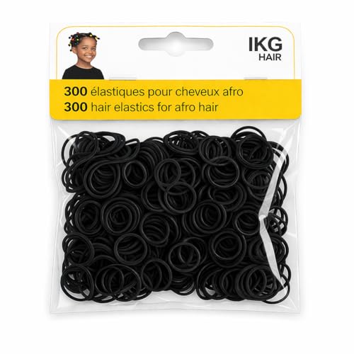 300 Mini Élastiques Cheveux sans Métal – Caoutchouc Naturel – Ultra Résistants et Extensibles – Idéal Cheveux Afro, Crépus, Bouclés – Enfants Filles – Noir