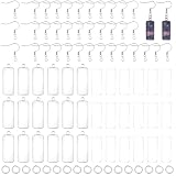 Beebeecraft 50 juegos de Kit para Hacer Pendientes 304 bases de Acero Inoxidable para Engastes de Pendiente Gancho de Alambre para Pendientes Bandejas para Colgantes con Engaste Rectangular de 10x25mm