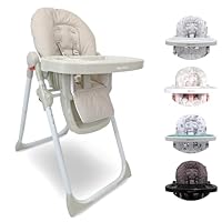 My Babiie MBHC8 Premium Highchair – Adjustable, 3 Recline Positions, 6 Height Settings, Removable Tray, Padded Seat, Foldable, for Toddler, from 6 Months to 3 Years (15kg) – Oatmeal