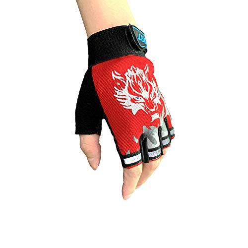 Luvas infantis para ciclismo, meia dedo, respiráveis, antiderrapantes, para equitação, esportes ao a