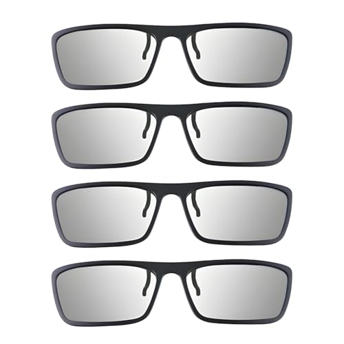 4 PCS Black 3D Clip On Glasses Passive, Viewing Glasses For Prescription Universal 3D Sunglasses Circular Polorised Lightweight for Childrens Adult Home Cinema Theater TV Game Anaglyph Photo