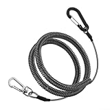 HpLive 150 cm/300 cm/500 cm, cavo a spirale di sicurezza allungabile con moschettone per canna da pesca e accessori (150 cm, filo di acciaio a 7 punti)
