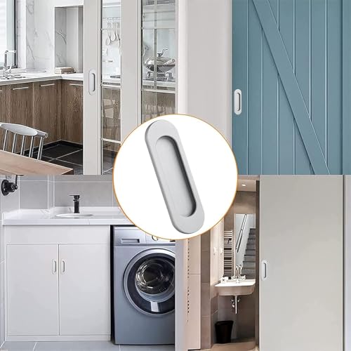 2 Stück Selbstklebende Schiebetürgriffe, Silber, 10x7 cm, Weltraumaluminium, für Schrank, Küche, Bad und Glasschiebetüren