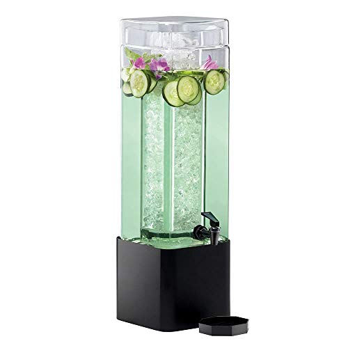 Cal-Mil 5-Gallon Beverage Dispenser with Infuser, Hinged Lid & Stand – Clear Acrylic Drink Container with Spigot for Restaurants, Catering, Weddings, Parties, Tea, Lemonade, Juice & Water | 1112-3-13