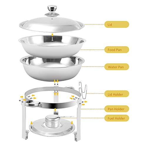 Brisunshine 4 Packs 4Qt Chafing Dish Buffet Set,Stainless Steel Buffet Servers And Warmers,Round Chafer Food Warmer With Lid & Holder For Parties Caterings #TOP1