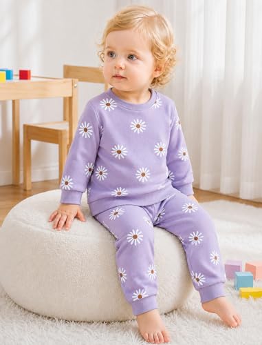 Image of Jecson Baby Girl Clothes Toddler Outfits Quilted Heart Sweatshirt & Jogger Pants Fall Winter Sweatsuit 2Pcs Sets 3M-4T