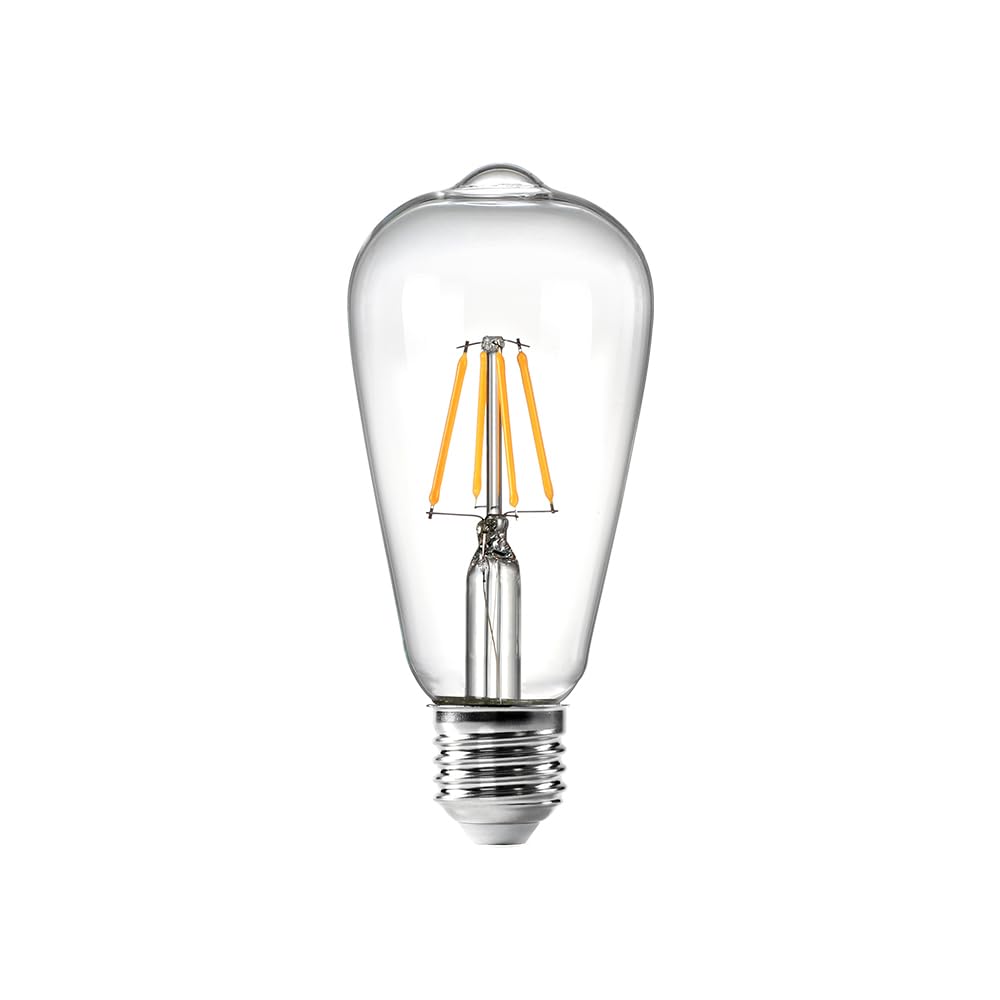 Bombilla LED ST64 de Estilo Vintage con Casquillo E26 Edison, Bombilla Edison, Bombillas LED Regulables de Estilo Antiguo, 2700K, Cristal Transparente, ángulo de Haz de 3