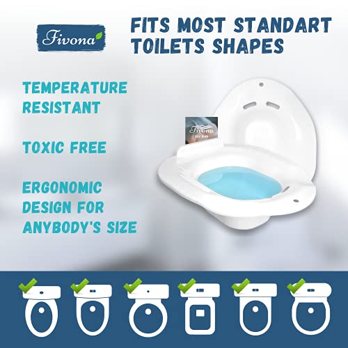Fivona Sitz Bath Seat For Soak And Steam - Postpartum Essentials Care And Hemorrhoid Treatment - Unisex And Universal Fit Over The Toilet Yoni Steaming Bowl - At-Home Soothing Relief Device #TOP2