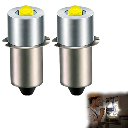 wilcractk 2 Piezas Bombilla LED de actualización P13.5S 3W de Repuesto para Linterna, Bombilla para Lámpara Eléctrica 4-12V 300LM, para 3-8 Pilas C/D con Rango de Voltaje 6-24V