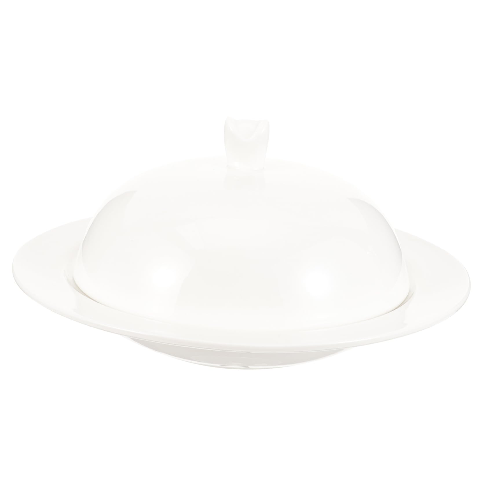 Healifty Lidded Ceramic Steak Plate with Dome Cover Decorative Serving Dish for Appetizers Fruits and Snacks Space Saving Design for Kitchen Use Easy to Clean