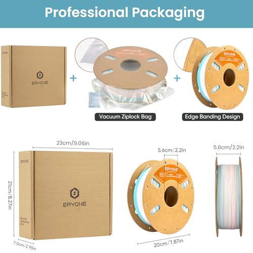 Image of ERYONE Matte Gradient Rainbow 3D Printer PLA Filament 1.75 + /- 0.03mm, HS Matte Multicolor High Speed Filament PLA 1KG(2.2LBS) Spool, Cotton Candy(Blue Pink)