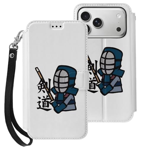 iPhone17Pro用ケース 手帳型 剣道 稽古 日本 和風 アイフォン17Pro用ケース 財布型 2025年新型 スマホケース PUレザー カード収納 スタンド機能 サイドマグネット ストラップ付き
