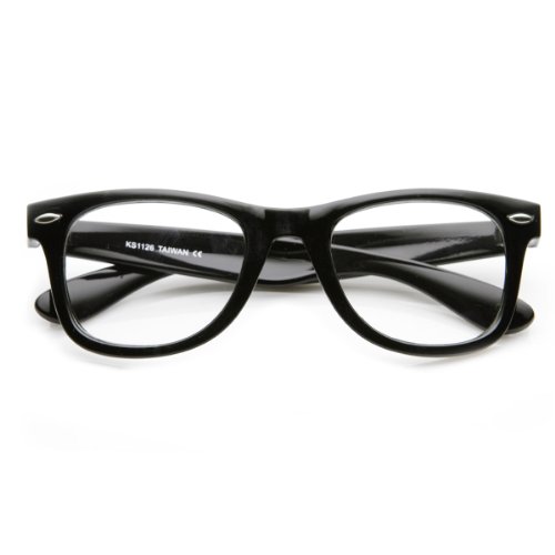 zeroUV Classic Thick Frame Clear Lens Basic Horn Rimmed Glasses (Black)2