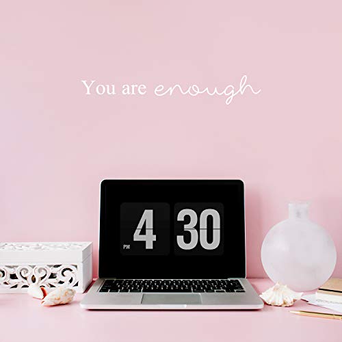 Vinyl Wall Art Decal - You Are Enough - 3.5" X 22" - Modern Motivational Positive Self Esteem Quote Sticker For Bedroom Closet Home Office Living Room Bathroom Makeup Mirror Decor (White) #TOP1