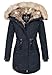 Produktbild Navahoo warme Damen Winter Jacke lang Kunstfell Winterjacke Parka Mantel B660 [B660-Bomb-Navy-Gr.L]