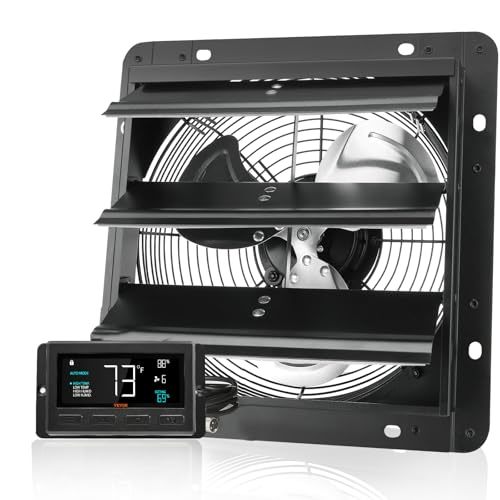 Miniatura 9 de Vevor Extractor De Persiana Con Controlador De Temperatura Y Humedad, Motor Ec, 820 Cfm, Ático De Montaje En Pared Ajustable De 10 Velocidades, Para Invernaderos, Garajes, Cobertizos, 26,2 X 26,2 Cm