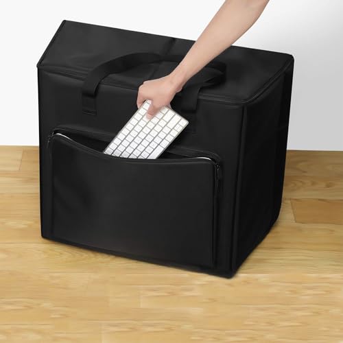 Buwico BUBM Multi-Pocket Large Capacity Desktop PC Computer Travel Storage Carrying Case Bag Organizer for 27 Inch Computer Main Processor Monitor Keyboard and Accessories(Size:XL)