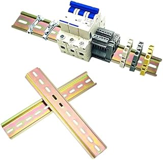 DIN Rail Slotted 35mm Width 200mm Long C45 Slotted Design Steel Rail with Screws for DIN Rail Terminal Series Contactor Distribution Cabinet 4Pcs