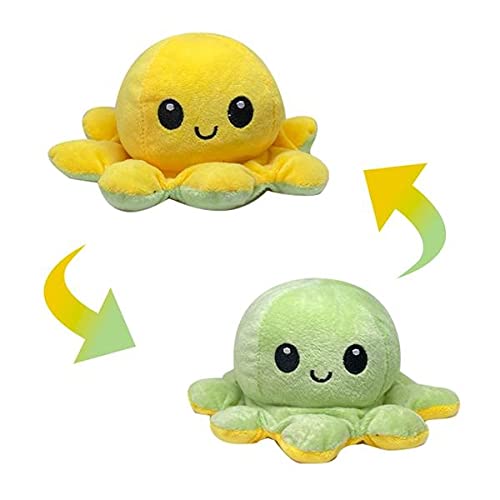 Pelúcia Polvo humor Reversível bipolar carinha Feliz e Bravo (Cinza/Bege)