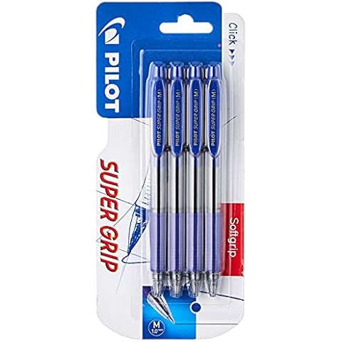 PILOT Supergrip - Bolígrafo Retráctil de Tinta Aceite Azul, 4 Unidades Cover