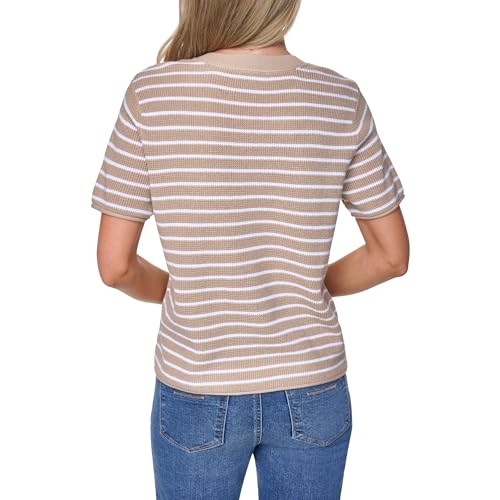 Image of Nautica Women's Crew Neck Solid Short Sleeve Sweater