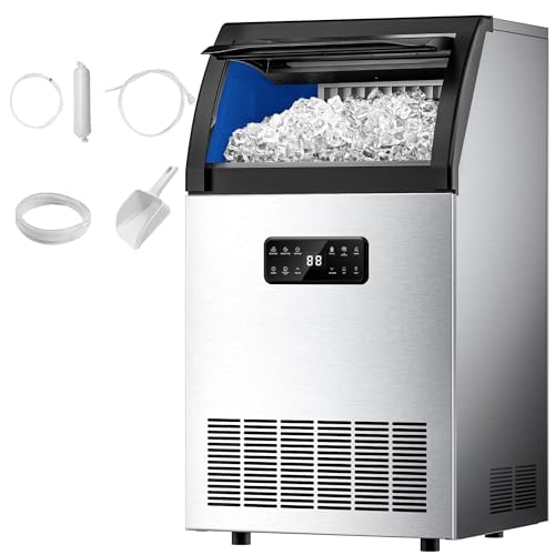 EUHOMY Commercial Ice Maker,105lbs/24H,Stainless Steel Under Counter Ice Machine with Water...