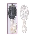 Silkie Acetate Resin Ultimate Smoothing Boar Bristle Brush Shine Detangling Straightening Gloss Natural Wigs Hair Extensions Slick Polish Curly Fine Straight Thick All Hair Frizz Ergonomic (Moonstone)