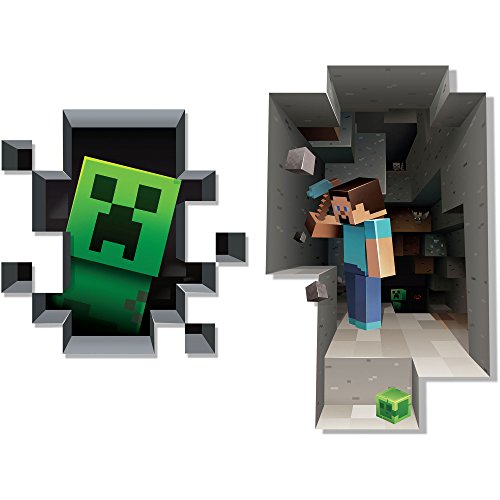 JINX Minecraft Wall Cling Decal Set (Creeper, Steve)