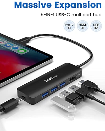 USB-C-HUB-4K-60Hz-Dockteck-USB-C-Multiport-Adapter-5-in-1-with-4K-HDMI-100W-Power-Delivery-3-USB-30-Data-Port-for-MacBook-ProAir-M1-2020-iPad-Pro-2021-iPad-Mini-6-Surface-Pro-and-More