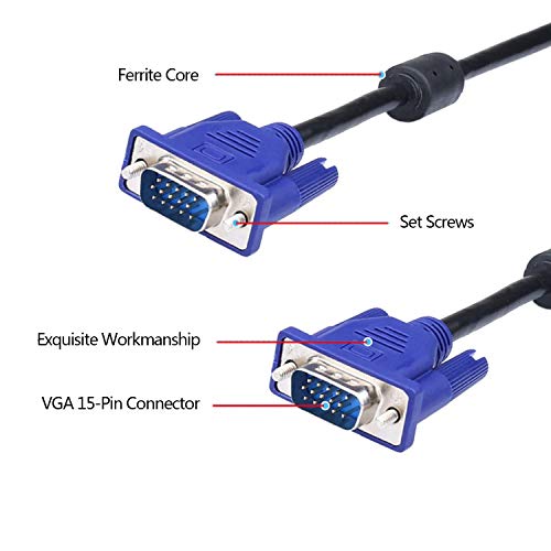 Dafurui 3Pack Vga To Vga Cable，10Ft Hd15 Vga Male To Male Cable For Tv Computer Vga Monitor Cable With Blue Connector #TOP1