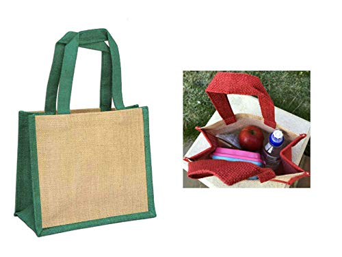 Petit sac cadeau en toile de jute avec poignées et côtés contrastés Rouge/bordeaux/vert/rose Cover