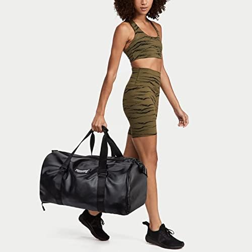 Travel Duffle Bag for Men Women, Leather Weekender Carry On bag With Shoe Pouch, Overnight Bags Gym Tote Shoulder Bag (Black) 2 Travel Duffle Bag for Men Women, Leather Weekender Carry On bag With Shoe Pouch, Overnight Bags Gym Tote Shoulder Bag (Black)