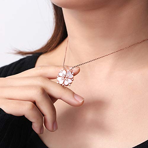 Ginger Lyne Collection 4 Leaf Clover Heart 2 In 1 Pendant Necklace For Women And Girls Valentine Gift Clear Cubic Zirconia Rose Gold Over Sterling Silver #TOP6