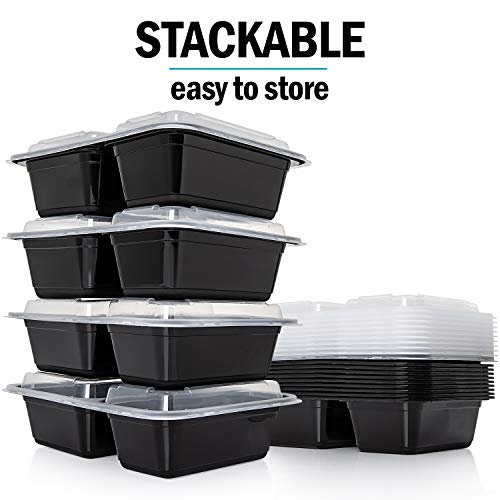 Igluu Meal Prep Containers Reusable (10 Pack) – Food Containers with Lids – Stackable, Microwave, Freezer & Dishwasher Safe – 887ml/30oz – 2 Compartment – BPA-Free
