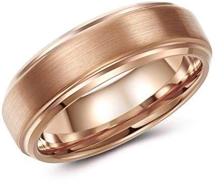 Rose Gold Toned Tungsten Wedding or Fashion Ring – Brushed Finish – Classic – Traditional – Sophisticated – Comfort fit - Engraveable