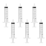 Jeringas de 5 ml para laboratorios científicos y dispensación de múltiples usos, herramientas de jeringuilla, alimentación animal, riego de plantas, relleno sin aguja, 6 unidades