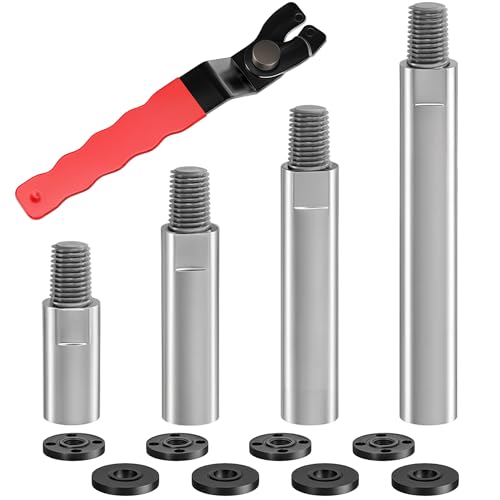 Tomorotec Angle Grinder Extension Shaft Kit with Adjustable Wrench, 4 Extension Rods 60/80/100/140mm, 4 Clamping Nuts, Durable Steel, Universal 5/8"-11 Thread for Angle Grinders and Polishers