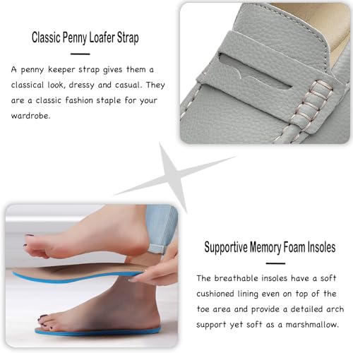 Women's Comfortable & Lightweight Leather Penny Loafers Slip-Ons Cute Business Casual Dress Shoes Work Office Flats Everyday Walking Shoes Driving Mocs for Women4