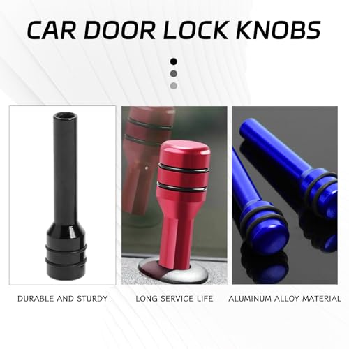 image for SWQS 4 PCS Car Door Lock Knobs, Aluminum Alloy Automotive Inner Door L