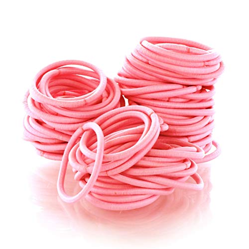 My Lello Hair Elastics Hair Ties, Professional Grade Ponytail Holders - Pink 20 Pack