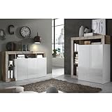 table bar blanc laqué fly Ensemble Buffet 3P + Meuble Bar Blanc Laqué Niches Aspect Bois Antik de la gamme Arturo. Un ensemble design alliant parfaitement le blanc et une finition aspect bois brûlé pour un style audacieux.