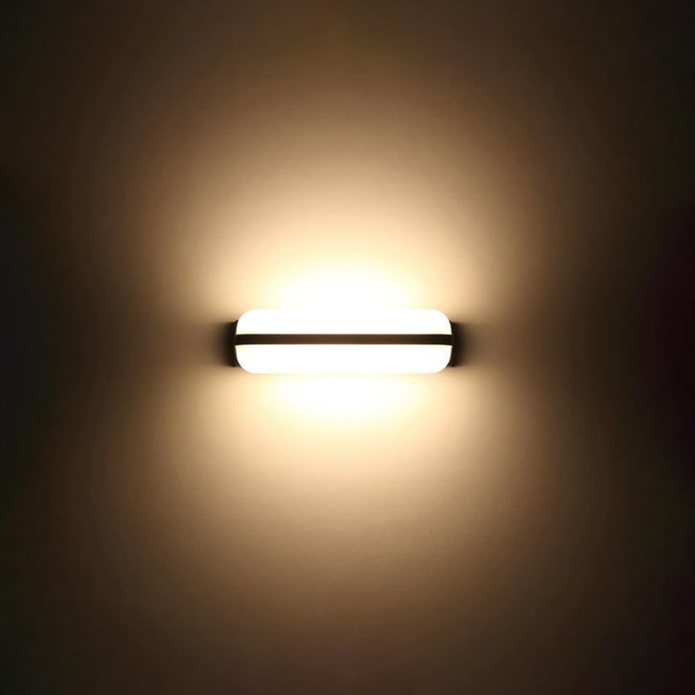Modern LED Wall Light, Black and White, 26cm x 10cm, Warm Light Sconce for Bedroom Bathroom Hallway