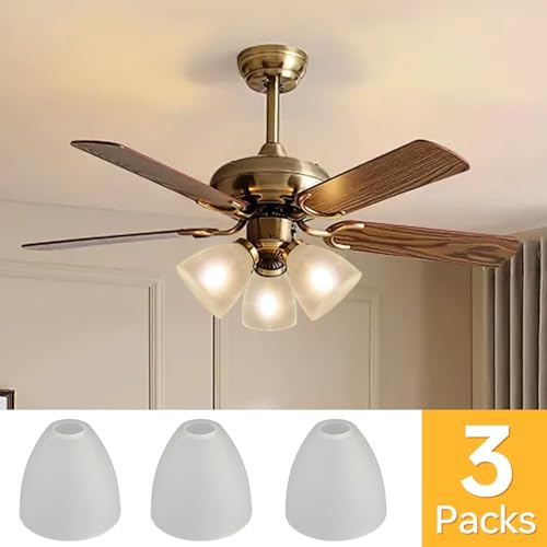 Image of Small Glass Lamp Shade Replacement, Ceiling Fan Globe Replacement 3 Pack, Pure White Frosted Glass Shade for E26, 5.3 inch High x 5.7 inch Diameter