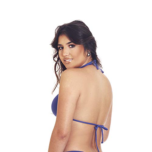 Top biquíni cortininha com bojo (Azul, 42)