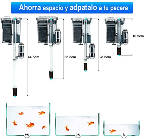 AstroAqua-Filtro Mochila Externo para Acuarios y Peceras- Incluye Canutillos Ceramicos Acuario y Prefiltro - imagen 4