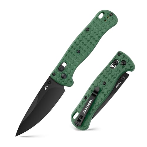 FLISSA Taschenmesser Klappmesser, 14C28N Edelstahl, Scharfes Outdoor Messer mit CNC-Geschliffenem, Schwarzem Titanbeschichtung, EDC Messer mit Taschenclip, für Alltag, Outdoor, Camping, Grün