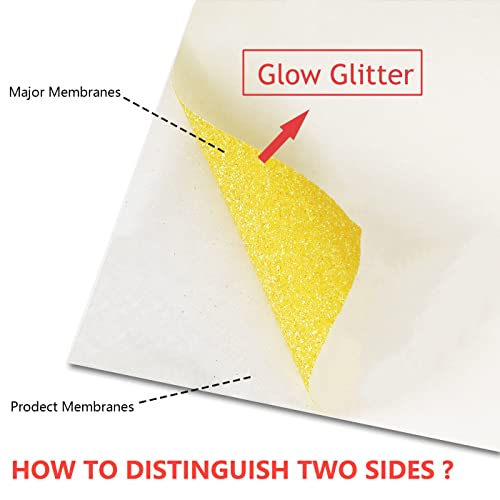 Image of guangyintong Heat Transfer Vinyl Glow Glitter HTV Rolls, 12 inch x 5ft Yellow Iron on Vinyl for T Shirts, Glitter HTV Vinyl for All Cutter Machine Easy to Cut & Weed for Heat Vinyl Design