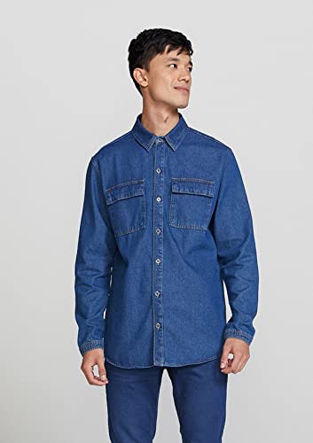 Camisa Jeans Masculina Overshirt - Azul M